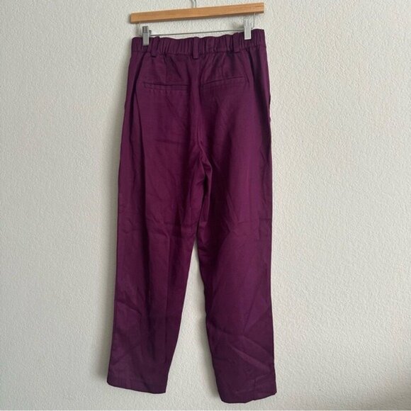 Loft Burgundy Straight Leg Trousers Size 2 Chic Workwear, Preppy Style NWT - Picture 3 of 8